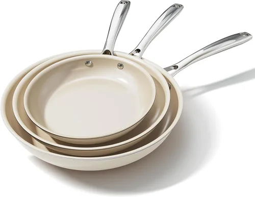 Vista 9 de Sartenes antiadherentes de cerámica para huevos, sartén antiadherente, sartén de cocina de 8 pulgadas, no tóxico, apto para inducción, utensilios