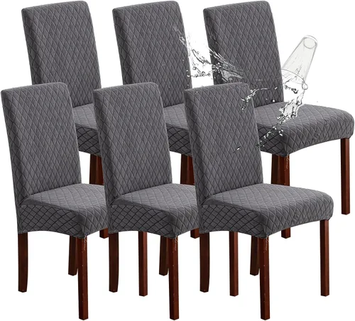 Vista 38 de Genina Juego de 4 fundas 100 % impermeables para sillas de comedor grandes, fundas protectoras elásticas para sillas Parson para el hogar
