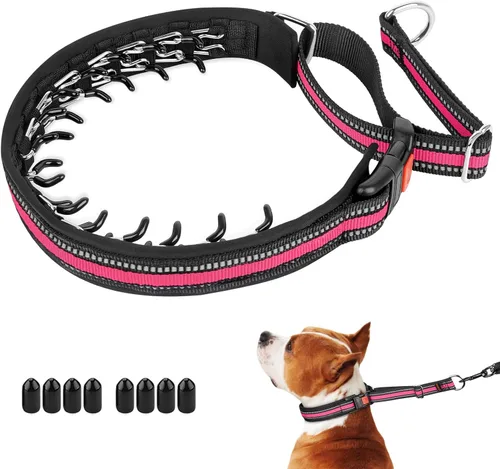 Vista 21 de Mayerzon Collar para perro, patentado Martingala, collar antitirones para perros pequeños, medianos y grandes, con hebilla para paseo y Negro