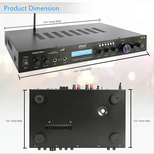 Vista 6 de Pyle Sistema de altavoces Bluetooth impermeable + receptor Bluetooth amplificador de cine en casa (negro)
