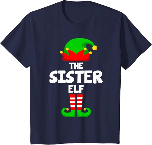 Vista 19 de Sister Elf Matching Family Christmas T-Shirt, Negro