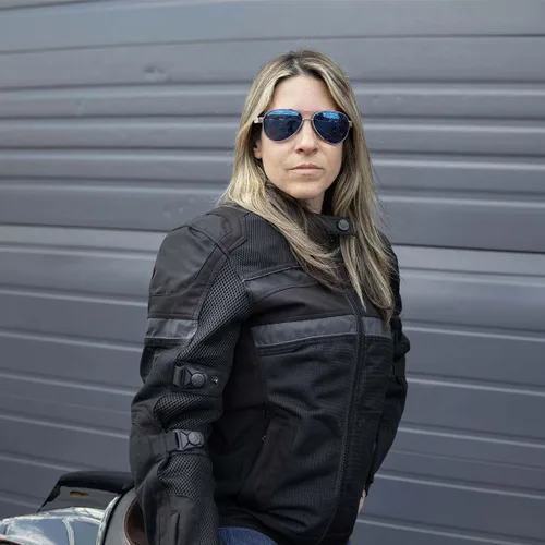 Vista 8 de Milwaukee Leather MPL2775 - Chaqueta de carreras de tela y malla blindada negra para mujer