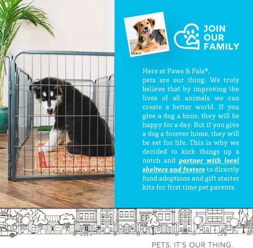 Vista 5 de Paws & Pals Perrera de alambre para perros – corral de ejercicio para perros y gatos al aire libre – Puerta de tubo con puerta