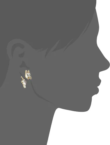 Vista 2 de Betsey Johnson Pendientes de gato delantero y trasero, Vidrio Esmalte