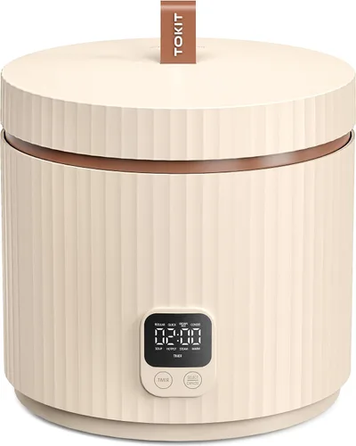 Vista 10 de TOKIT Olla Arrocera Pequeña 3 Tazas Sin Cocinar/6 Tazas Cocidas, Olla Arrocera Mini Moderna Multifuncional con Temporizador de 24 H y Calentador