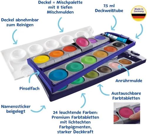 Vista 4 de Pelikan Caja de pintura K24® (incluye blanco opaco, 24 colores, 1 unidad)