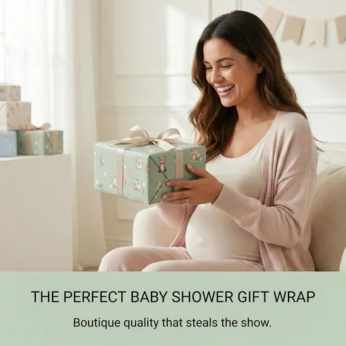 Vista 4 de ZICOTO Hermoso rollo de papel de regalo para baby shower, bonito juego de 3 rollos de calidad para cumpleaños de niños y baby showers, añade un