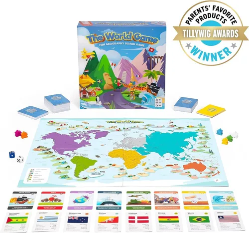 Vista 3 de The World Game - Divertido juego de mesa de geografía - Juego educativo para niños y adultos - Idea de regalo de aprendizaje genial para chicos
