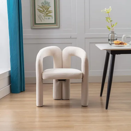 Vista 2 de Modernas sillas de comedor de terciopelo tapizadas, con respaldo curvado, cómoda silla auxiliar para cocina, comedor, sala de estar