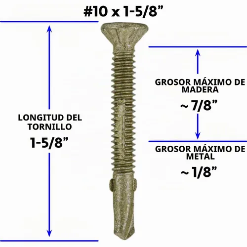 Vista 3 de Tornillos autoperforantes Reamer Tek Torx/Star Head de 10x1-5/8 de madera a metal - para plataformas, remolques - Cabeza de tornillo T-30 Torx 1
