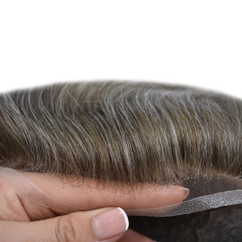 Vista 35 de Mens Toupee Natural Hairline Swiss Lace Toupee Remy Human Hair Piece For Men Bleached Knots Mens Hair Replacement System Toupee 6X8#1 Jet Black 100%
