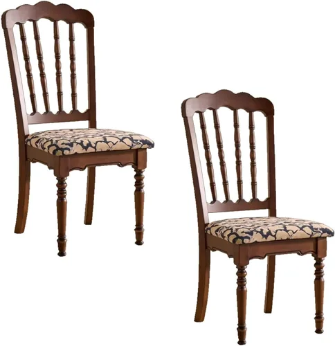 Vista 15 de Wooden Dining Chairs Set of 4 Upholstered Kitchen Chair with Slatted Backrest, Classic Armless Dining Chair for Restaurants/Kitchens(Fabric Cushion