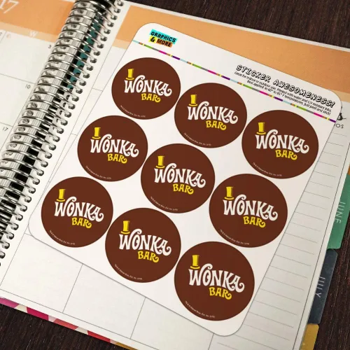 Vista 5 de Willy Wonka and The Chocolate Factory Wonka Bar Logo Planner Calendario Scrapbooking Craft Pegatinas