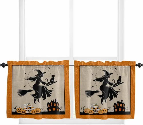 Vista 55 de Cenefas de Navidad de invierno para ventanas, cortinas de cocina con bolsillo para barra, cortinas con aislamiento térmico para ventana de baño