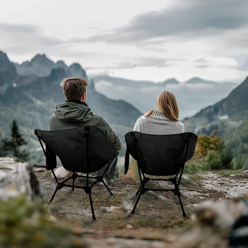 Vista 2 de Sillas de camping ligeras con altura ajustable, sillas de camping portátiles para adultos con bolsa de transporte y bolsillos laterales, sillas
