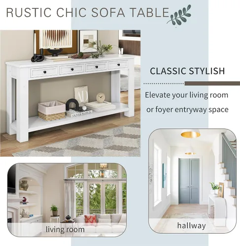 Vista 6 de Merax Sofa Table with Storage Drawers and Bottom Shelf, Rustic Console Table with Thickened Legs, Long Entryway Table for Hallway & Living Room