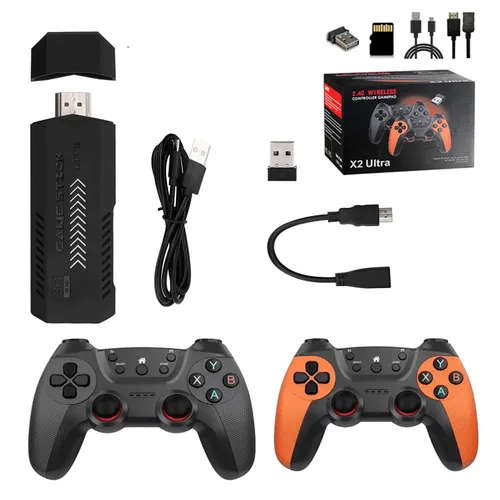 Vista 4 de funnyndiy X2 Ultra Retro Game Console Stick, Plug and Play Video Gaming Console, 4K HD Video, Double Wireless 2.4G Controller, 64G, 35000+