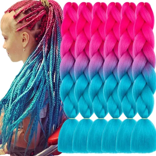 Vista 17 de Beige (613) Cabello trenzado 6 paquetes de extensiones de cabello sintético de 24 pulgadas, extensiones de cabello trenzado Jumbo Ombre trenzado