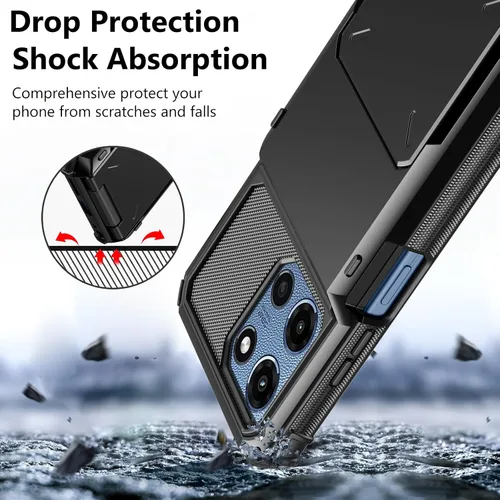 Vista 5 de Vofolen Funda tipo cartera para Moto G Play 2025 con tarjetero de doble capa, resistente, a prueba de golpes, protección contra caídas, tapa oculta