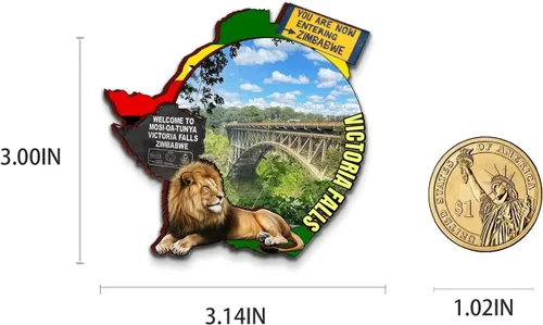 Vista 3 de Victoria Falls Zimbabwe - Imán para nevera de madera 3D, monumentos de viaje, coleccionables, recuerdos, decoración hecha a mano, 2