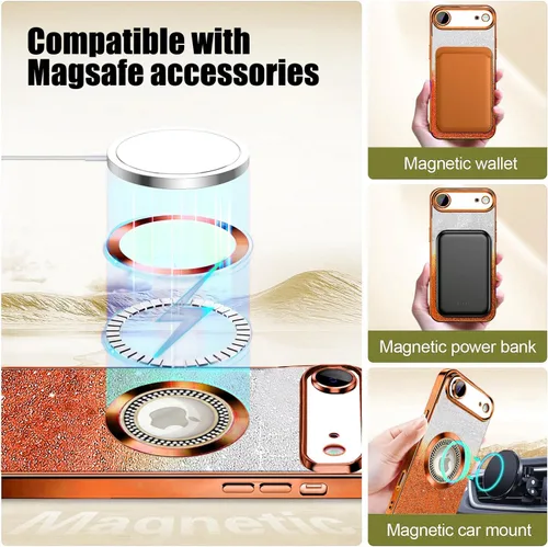 Vista 356 de Misscase Funda magnética con purpurina para iPhone 11 compatible con MagSafe, protección completa, delgada, a prueba de golpes, antiarañazos