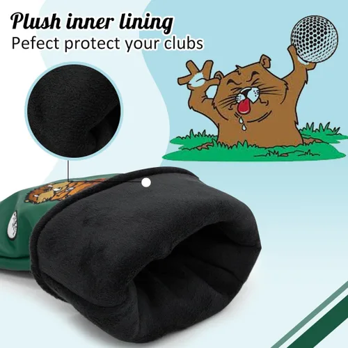 Vista 6 de Barudan Golf Groundhog Funda para Cabeza de Driver de Golf Funda para Cabeza 3 Madera Funda Híbrida para Cabeza Funda para Cabeza de Putter - Funda