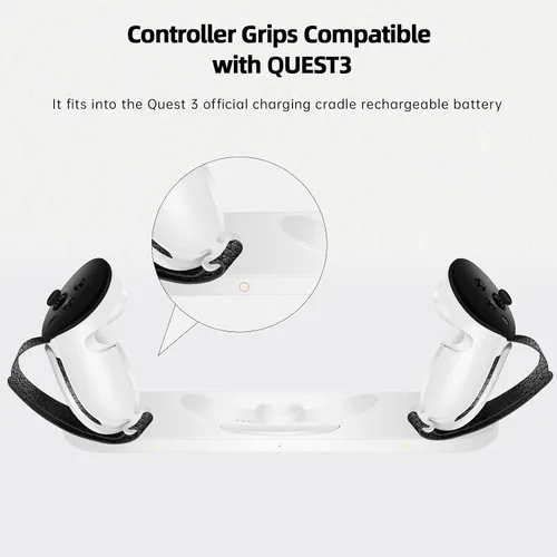 Vista 4 de Controller Grips Compatible with MetaOculus Quest 3 Accessories,Non-Slip Handle Cover, Grips Cover with Adjustable Knuckle Straps,Fit Official