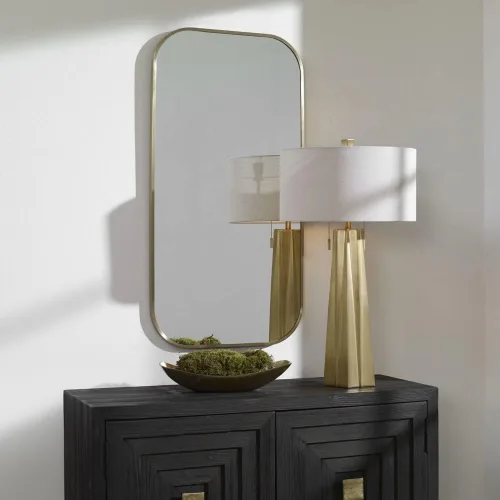 Vista 2 de Uttermost TAFT Espejo de pared rectangular de latón antiguo chapado de 21 x 41 pulgadas