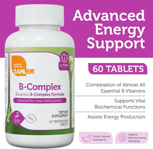 Vista 2 de Zahler Vitaminas del complejo B para mujeres y hombres, complejo de vitamina B, complejo de vitaminas B con B1 B2 B3 B5 B6 B7 B9 B12 – Sistema