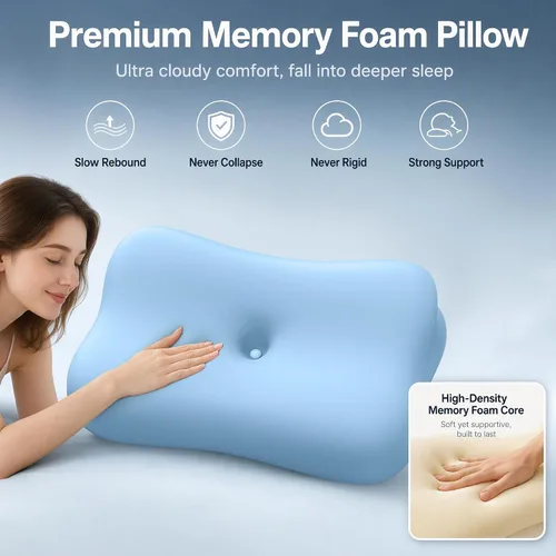 Vista 5 de Almohada cervical para aliviar el dolor de cuello, almohada cervical de espuma viscoelástica para dormir, almohada ergonómica para dormir de lado