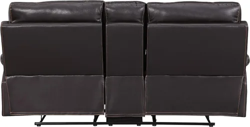 Vista 9 de Blackjack Furniture Brantley Collection - Sofá biplaza reclinable tapizado de cuero con consola, asientos acolchados de felpa con bobina Marrón