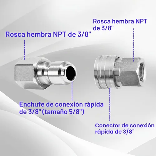 Vista 3 de M MINGLE Adaptador para lavadora a presión, 2 juegos de conexión rápida NPT de 3/8 pulgadas