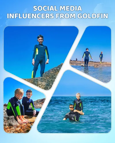 Vista 4 de Goldfin Traje de neopreno para niños y niñas, 0.118 in de neopreno con cremallera trasera que mantiene el calor para agua fría, natación, buceo