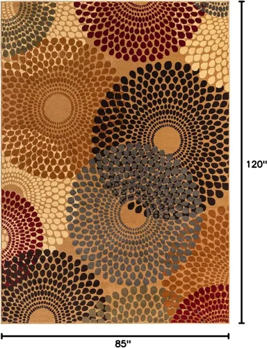 Vista 2 de Unique Loom Barista Collection Alfombra de área - Java (7' 1" x 10' Rectángulo, Beige/Negro)