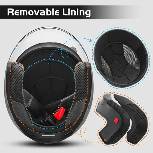Vista 6 de SanQing Casco de motocicleta de cara abierta 3/4 aprobado por DOT con doble visera solar unisex para adultos para scooter, crucero, chopper