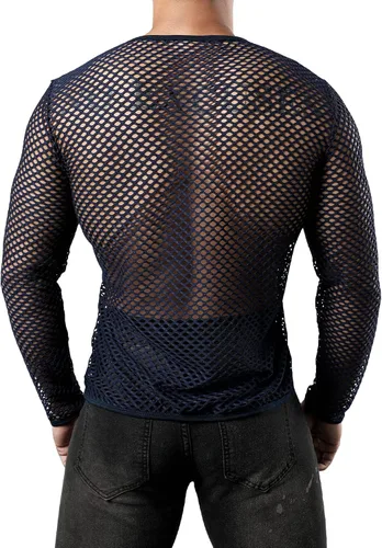 Vista 3 de JOGAL Camiseta de malla ajustada de manga larga para hombre
