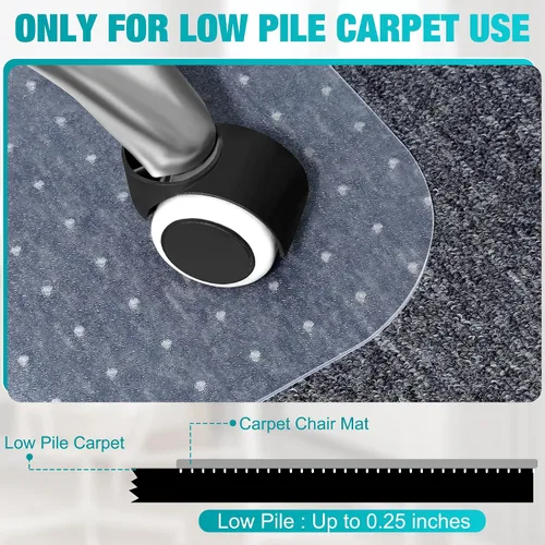 Vista 4 de Tapete para silla de oficina, 46 x 72 pulgadas, protector de suelo de plástico transparente resistente, tapete antideslizante para silla