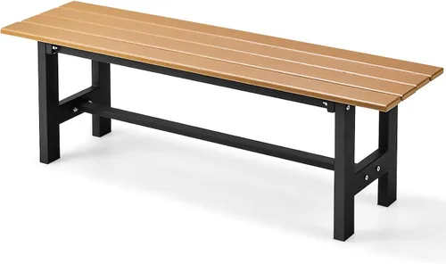 Vista 9 de GIANTEX Asiento de banco para exteriores, banco de jardín sin espalda Gris
