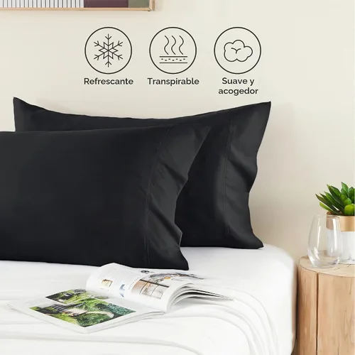 Vista 4 de BEDELITE - Juego de 2 fundas de almohada con solapa, tamaño estándar, rayón de bambú, frescas, suaves y transpirables, para personas calurosas