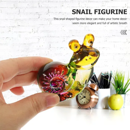 Vista 4 de ABOOFAN Figura de caracol, bonita escultura de animal, pequeña estatua de caracol de escritorio para decoración de arte de oficina en casa, 2.55 x