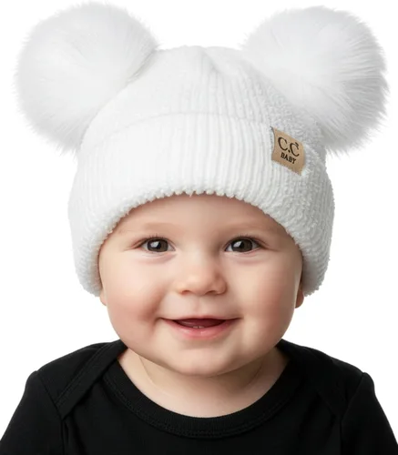 Vista 16 de Funky Junque Gorro de invierno con doble pompón para bebé de 0 a 12 meses, bonito gorro de punto acogedor para clima frío Patrón de tejido