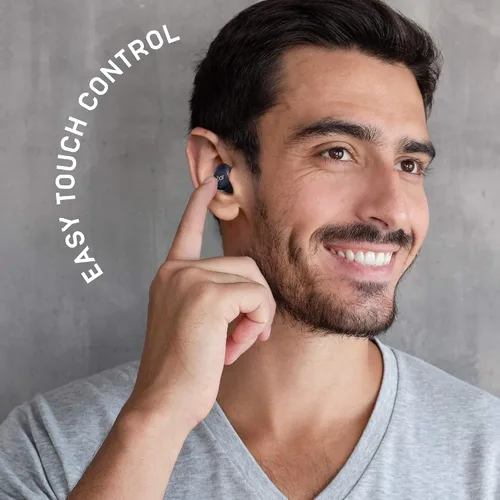 Vista 8 de iJoy Auriculares inalámbricos TWS de gravedad prémium compatibles con Bluetooth 5.0 con micrófono integrado y funda de recarga portátil, IPX4