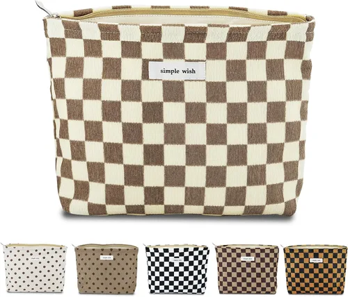Vista 28 de Sminra Bolsa de Maquillaje Bolsa de Cosméticos Bolsa de Aseo de Lona Preppy para Mujeres Linda Bolsa con Cremallera Organizador Accesorios de Viaje
