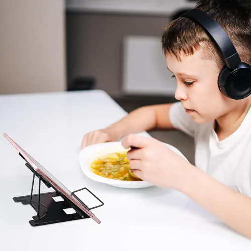 Vista 3 de Honagu Soporte de metal para libros de escritorio, soporte ajustable para libros, manos libres para leer, soporte para documentos, soporte