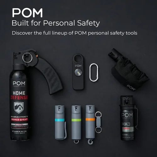 Vista 9 de POM Pepper Spray Keychain, Quick Key Release for Instant Access, Flip Top Safety, Maximum Strength OC Formula with UV Marking Dye, 25 Bursts, 10 ft