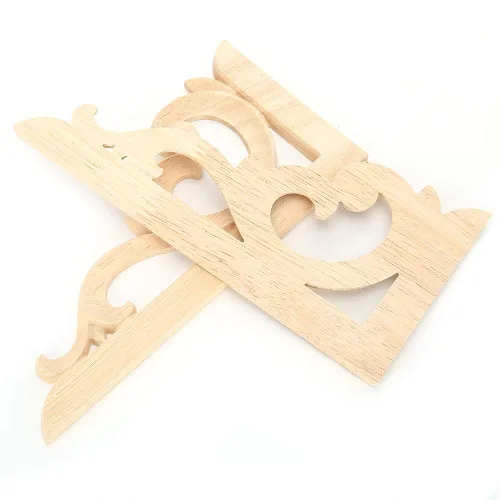 Vista 8 de 2 calcomanías de madera tallada en madera sin pintar, apliques tallados de madera de estilo europeo para muebles del hogar, tallado en madera #1