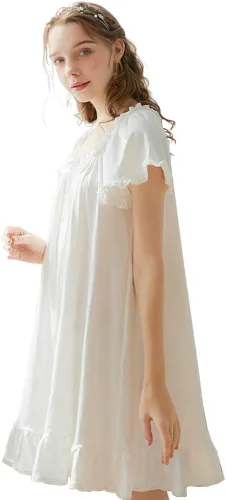 Vista 2 de COSOSA - Camisones de algodón para mujeres conjuntos de camisones ligeros de manga corta para princesas