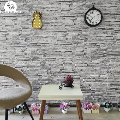 Vista 2 de Dundee Deco Paneles de pared 3D efecto ladrillo, revestimiento de pared con aspecto de piedra gris, revestimiento de espuma de poliestireno