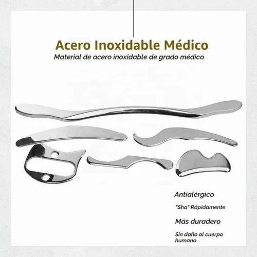 Vista 2 de Acero inoxidable Gua Sha Scraping Herramientas de masaje IASTM