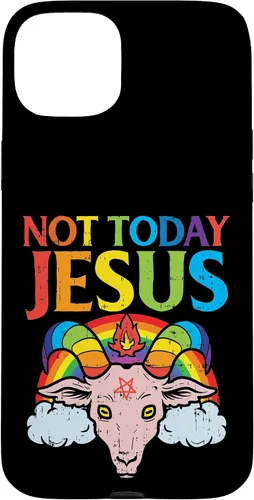 Vista 9 de Today Not Jesus Satan Goat Satanic Rainbow Satanism Gift Case for iPhone 17